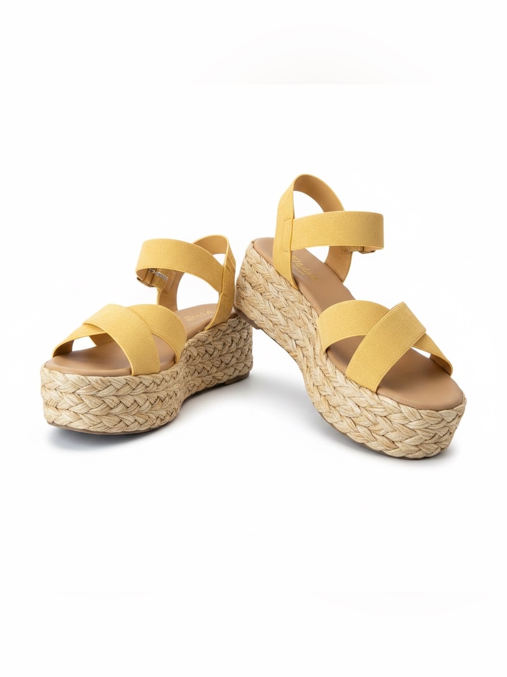 Woven Platform Espadrille Sandals - Yellow